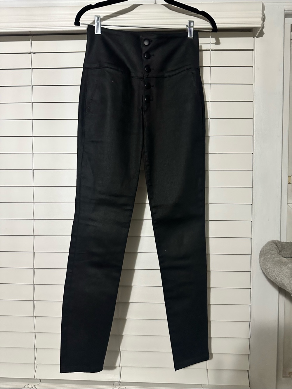 FRAME Le High Skinny Noir Tux Black High Rise Button Fly Jeans Size 26